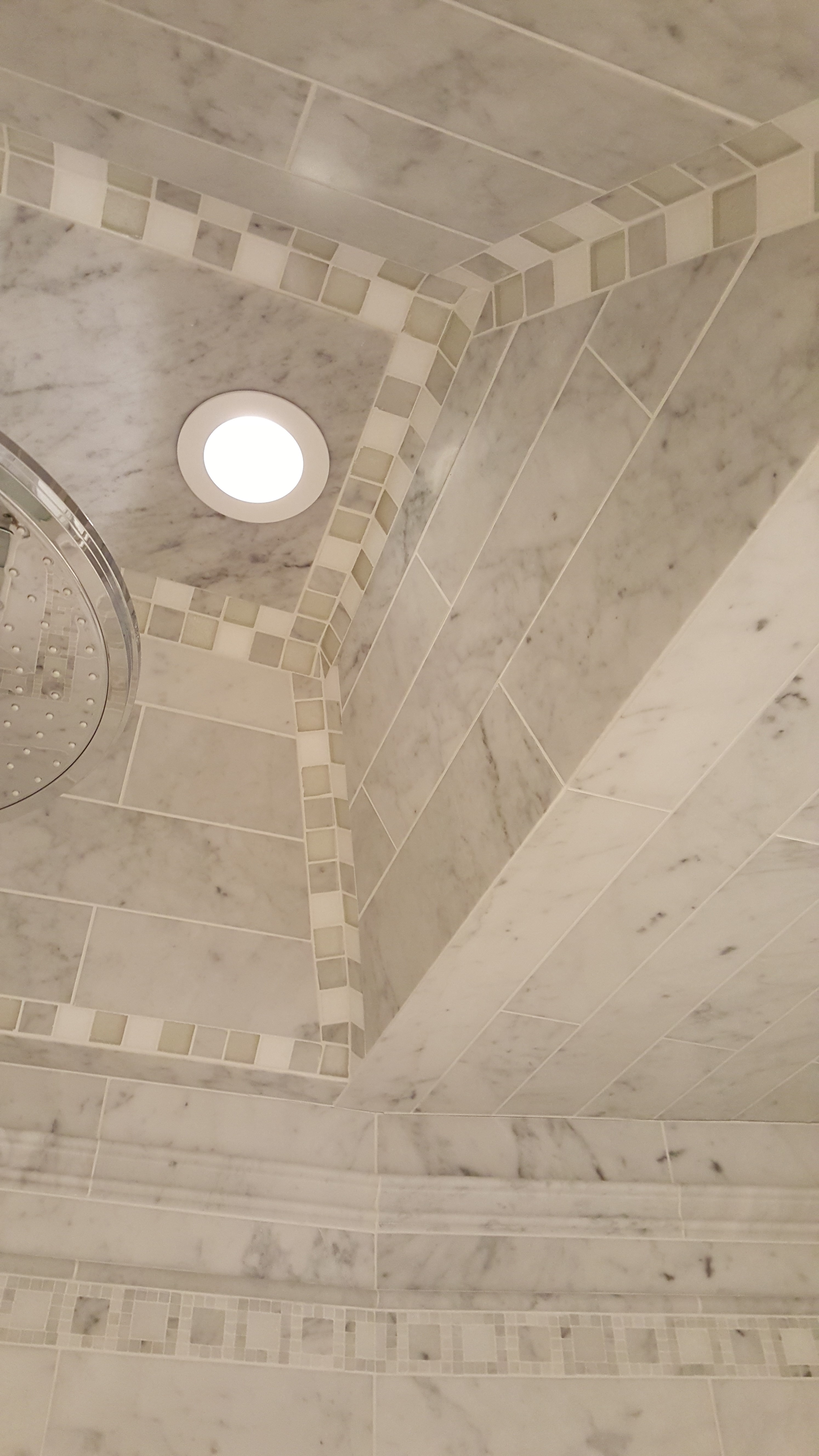 Inspiring Laundry Room Carrara Marble Shower Ceiling Detail At