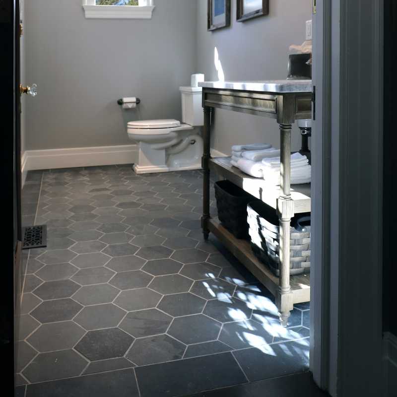 The-tilery-slate-hex-bath-floor