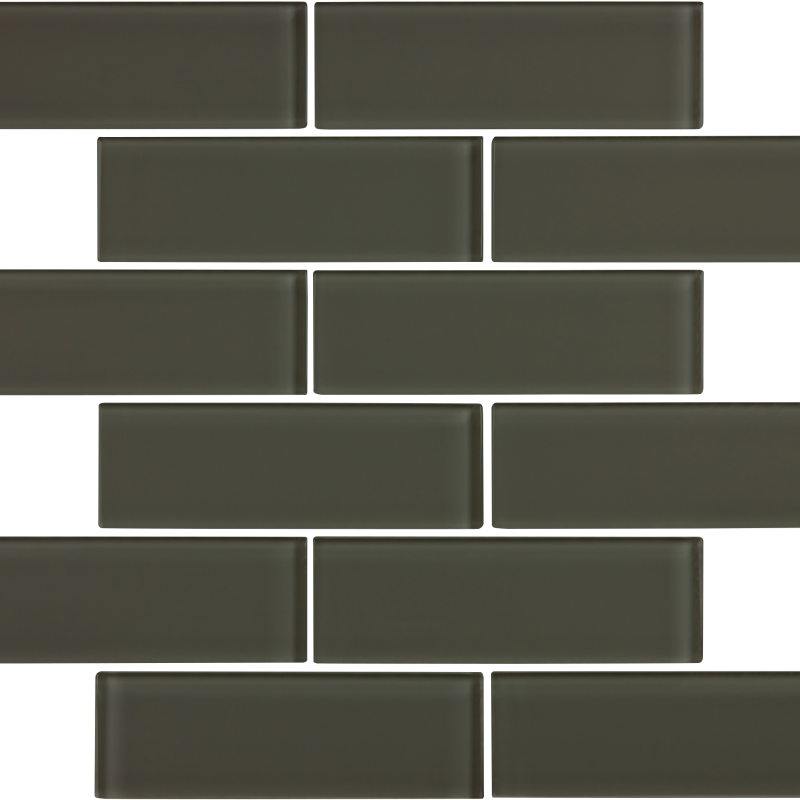 Carbon Glossy Glass Tile 2 x 6 Tilery