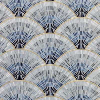 Blue ombre fan mosaic tilery