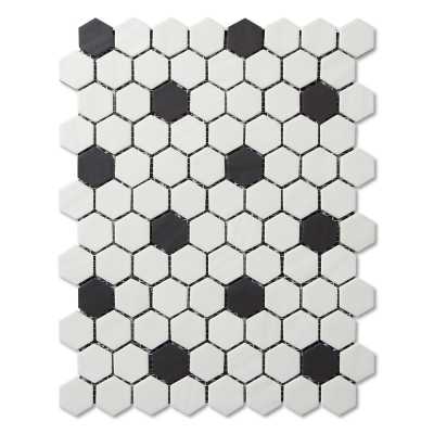 Adlg945-vintage black and white hexagon 1 tilery