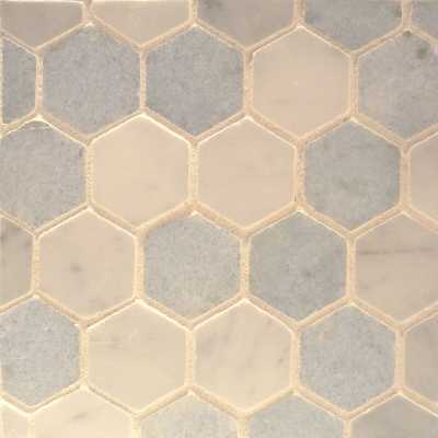Custom hexagon mosaic tilery azul bianco mix copy