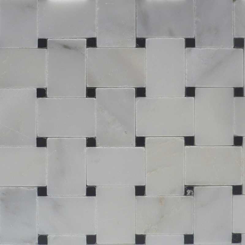 E-carrara-black microbasketweave tilery mosaic